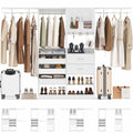 40''-120" Closet System Set 2 with 3 Half-Open Drawers, Shelving Towers, Hanging Rods and 2 Big Wing Shelves