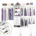 10FT Heavy Duty Closet System with 3 Wooden Drawers, 3 Shelving Towers and Expandable Rods