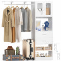 80" Tall x 60" Wide Closet System with Doors, Wooden Drawers, Big Wing Shelf and Hanging Rod
