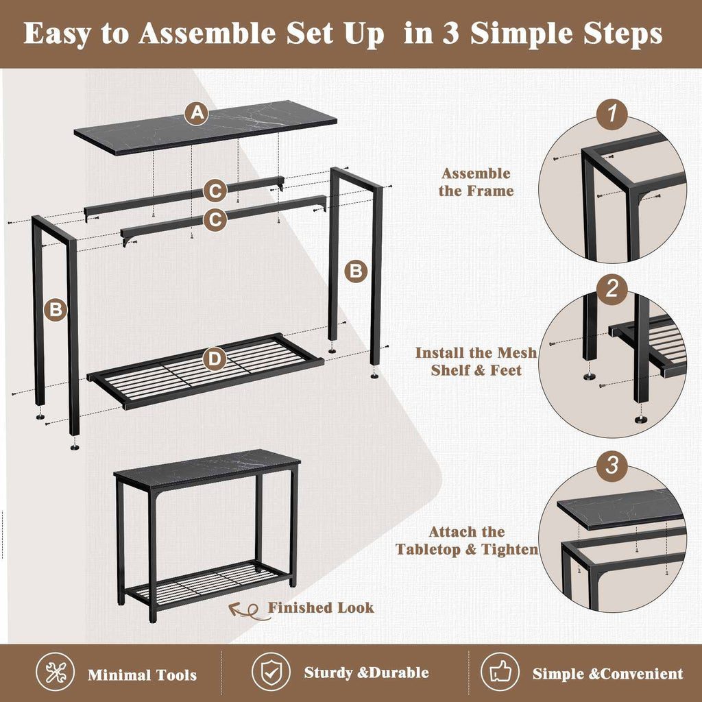 32" 2-Tier Small Entryway Table with Mesh Shelf