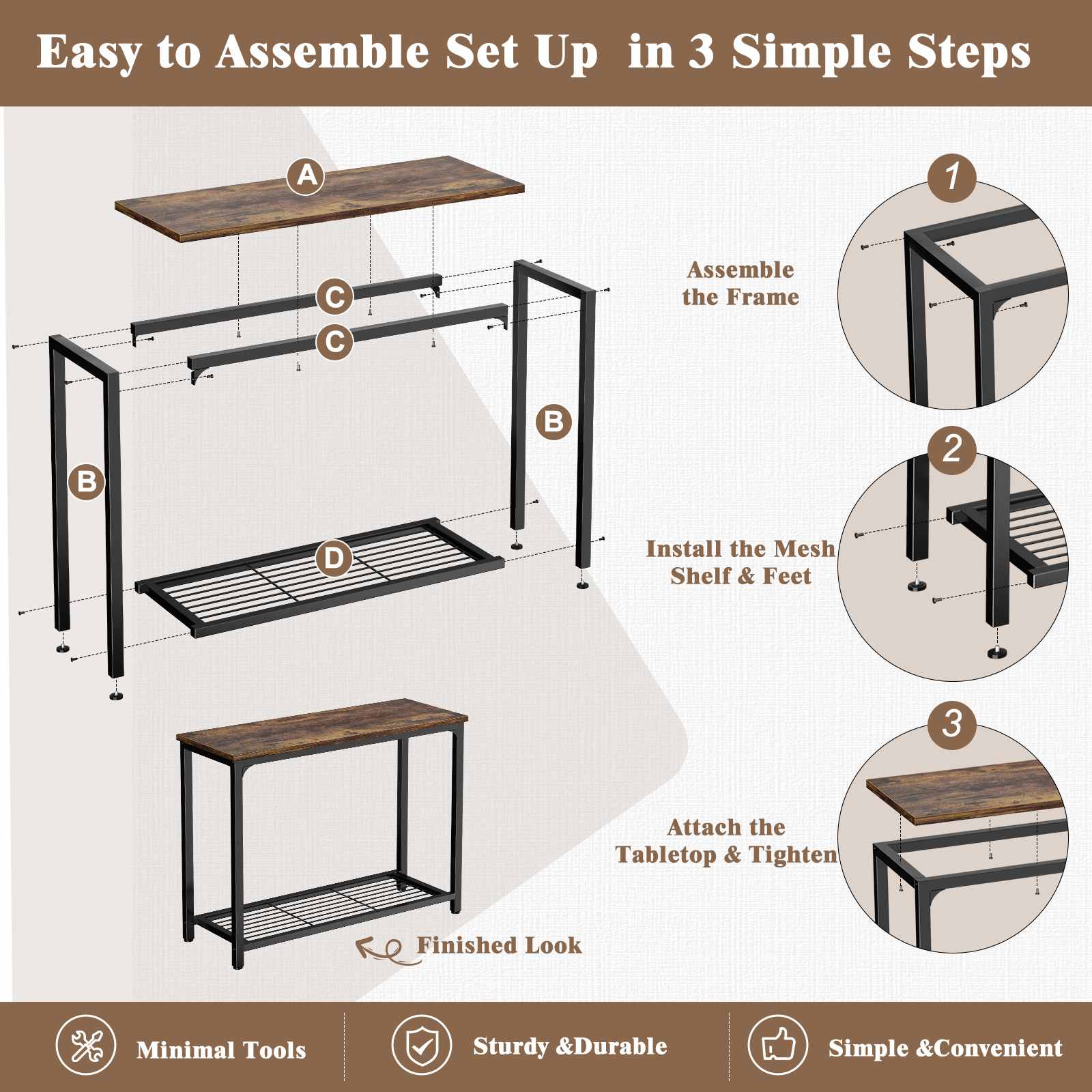 32" 2-Tier Small Entryway Table with Mesh Shelf
