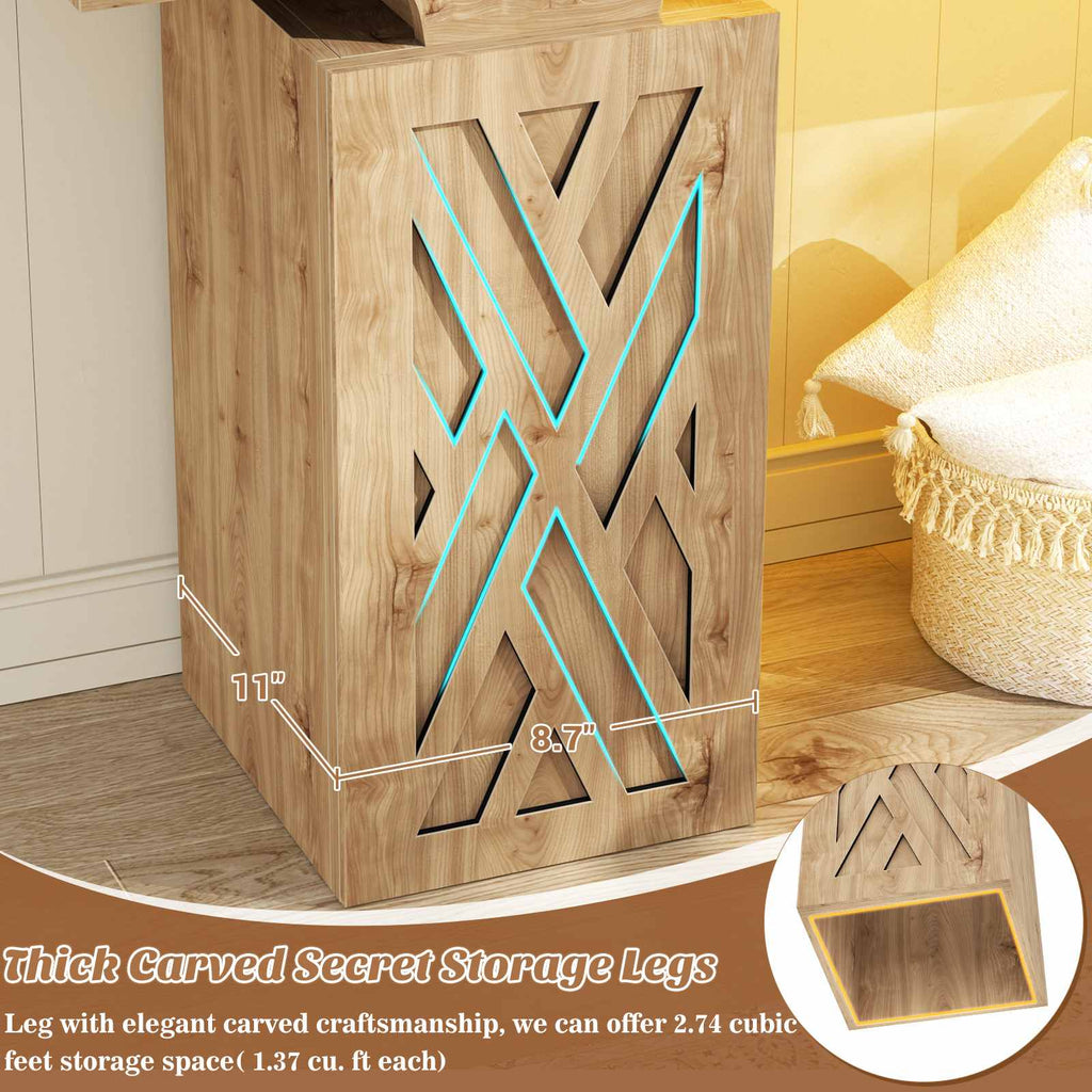 47.2'' Farmhouse Console Table with Charging Station and LED Lights