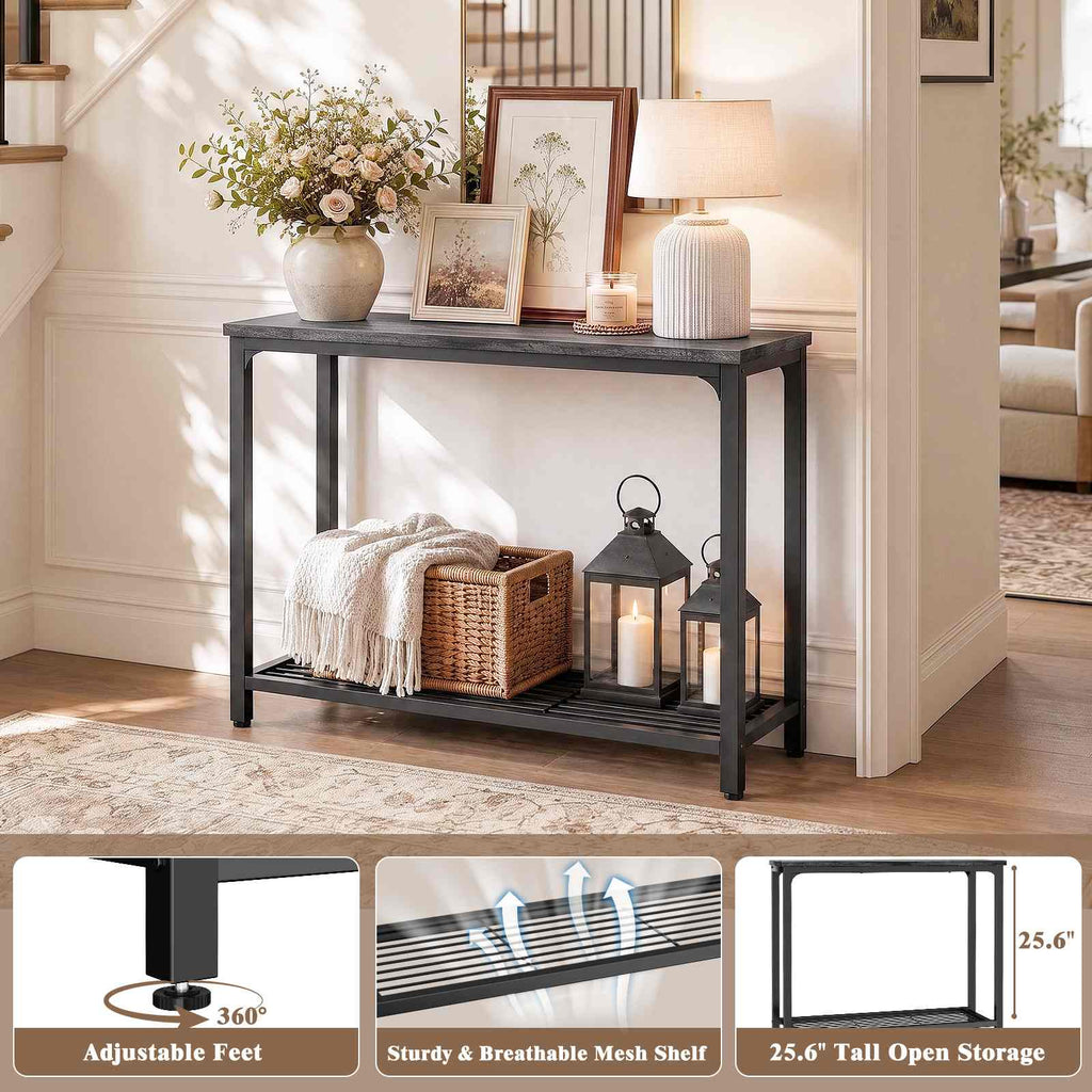 32" 2-Tier Small Entryway Table with Mesh Shelf