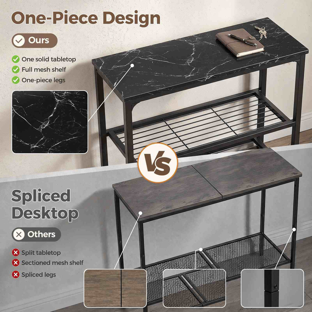 32" 3-Tier Small Entryway Table with Double Mesh Shelves