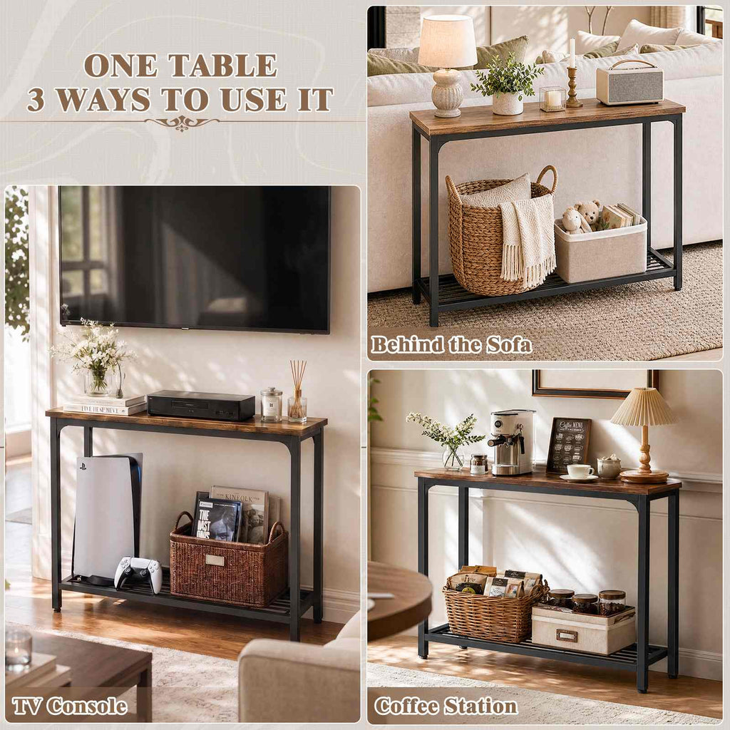 32" 2-Tier Small Entryway Table with Mesh Shelf