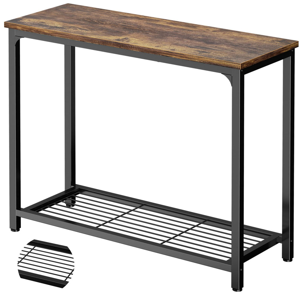 32" 2-Tier Small Entryway Table with Mesh Shelf