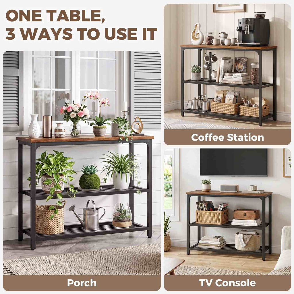 32" 3-Tier Small Entryway Table with Double Mesh Shelves