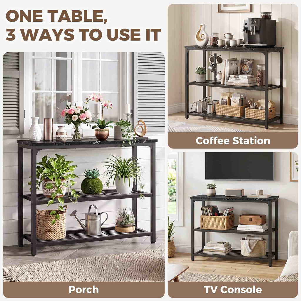 32" 3-Tier Small Entryway Table with Double Mesh Shelves
