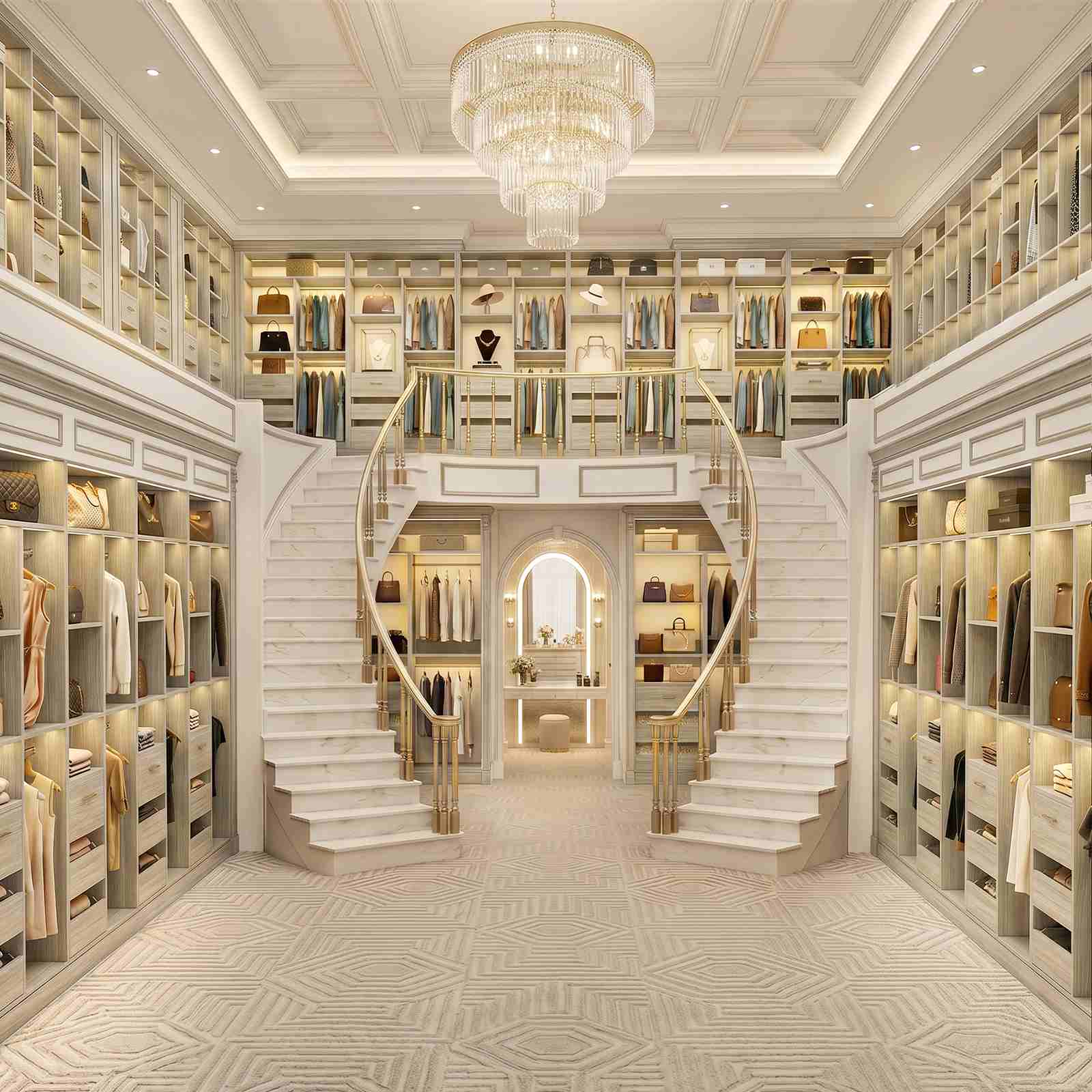 3FT Closet System with 6 Shelves, 2 Hanging Rod, Closed & 2 Half-Open Drawers