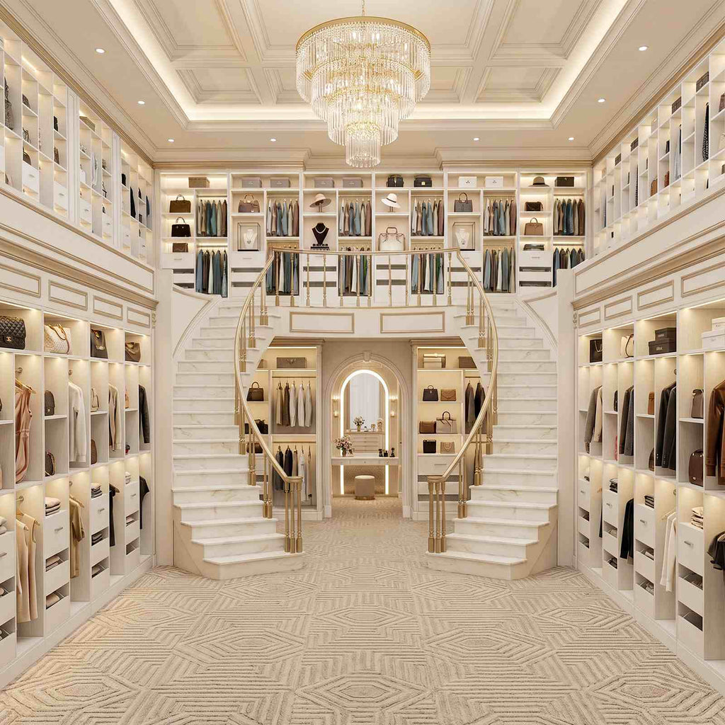 3FT Closet System with 6 Shelves, 2 Hanging Rod, Closed & 2 Half-Open Drawers