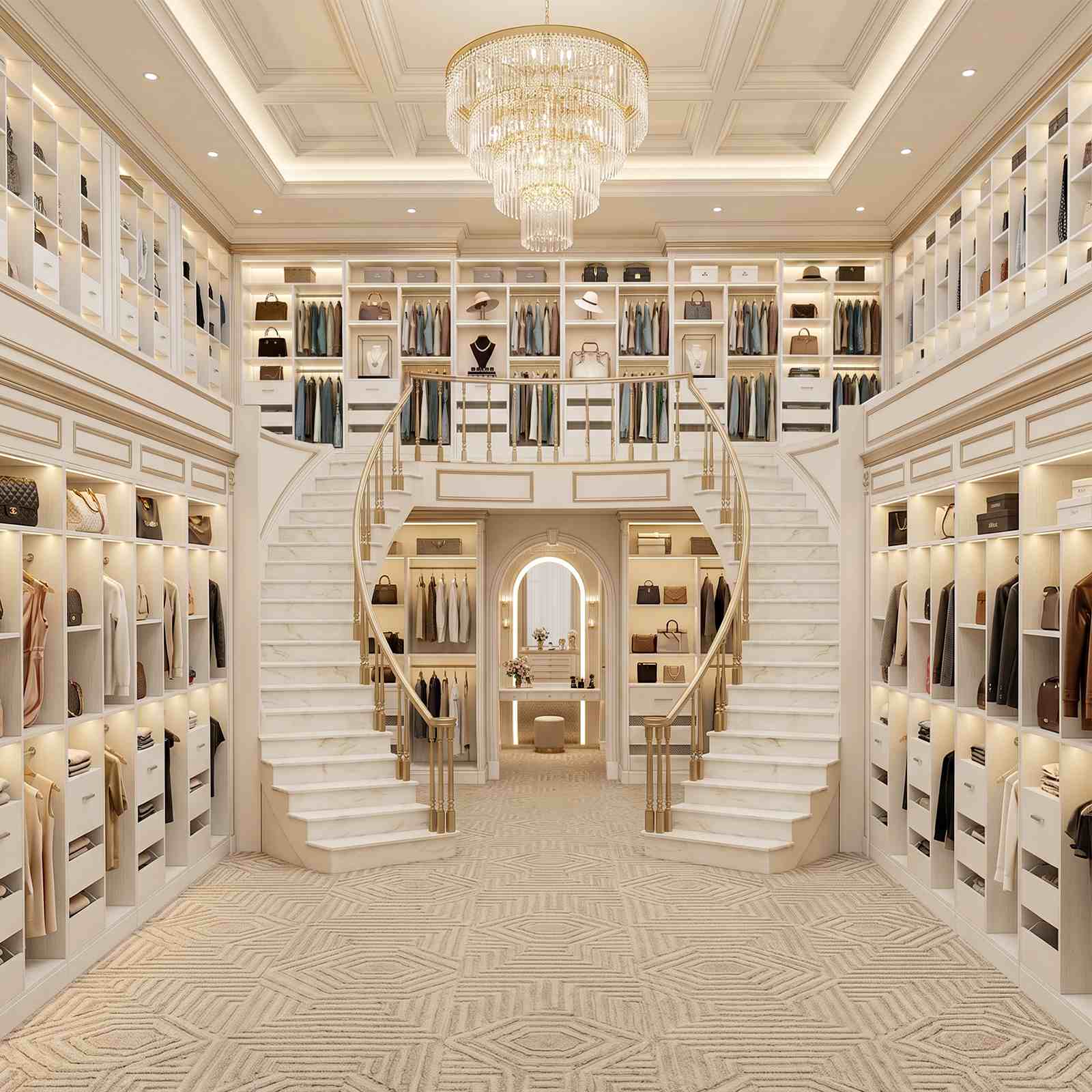 3FT Closet System with 6 Shelves, 2 Hanging Rod, Closed & 2 Half-Open Drawers