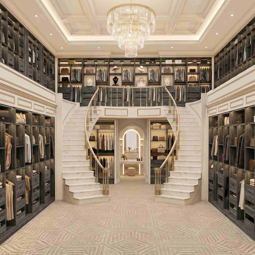 3FT Closet System with 6 Shelves, 2 Hanging Rod, Closed & 2 Half-Open Drawers