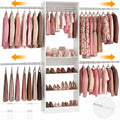 12FT Large Open Closet System, 138'' Wall-Mounted Closet Shelving with 5 Hanging Rods and 6 Shelves