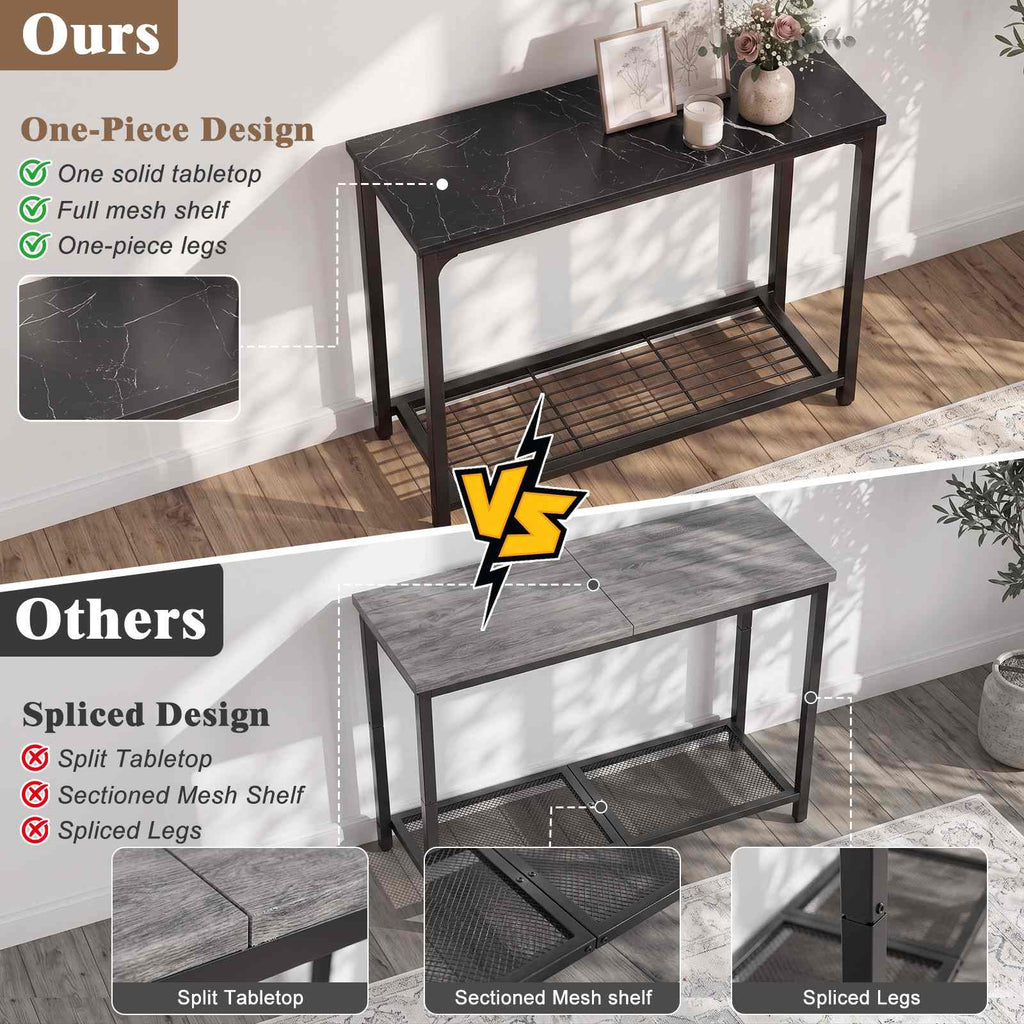 32" 2-Tier Small Entryway Table with Mesh Shelf