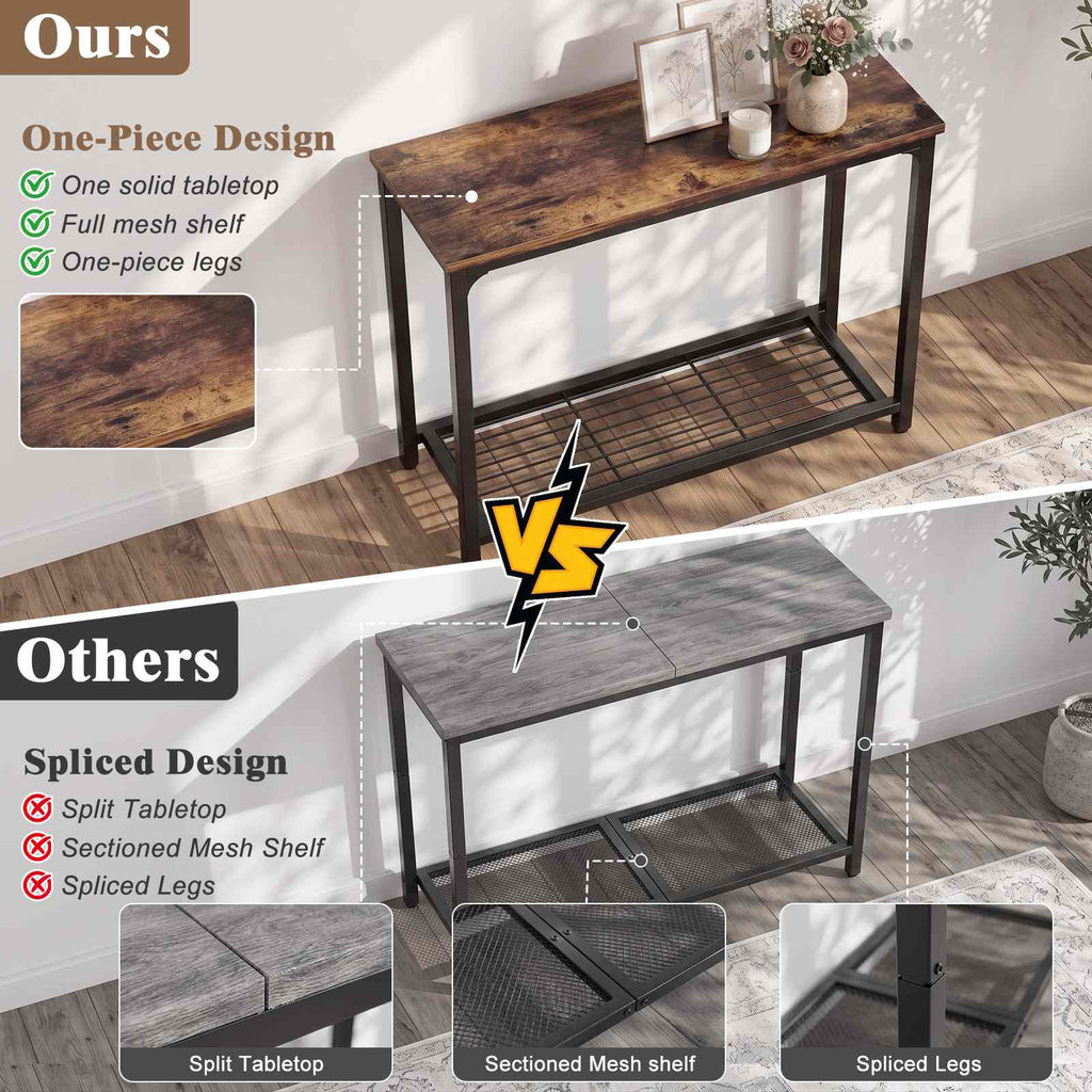 32" 2-Tier Small Entryway Table with Mesh Shelf