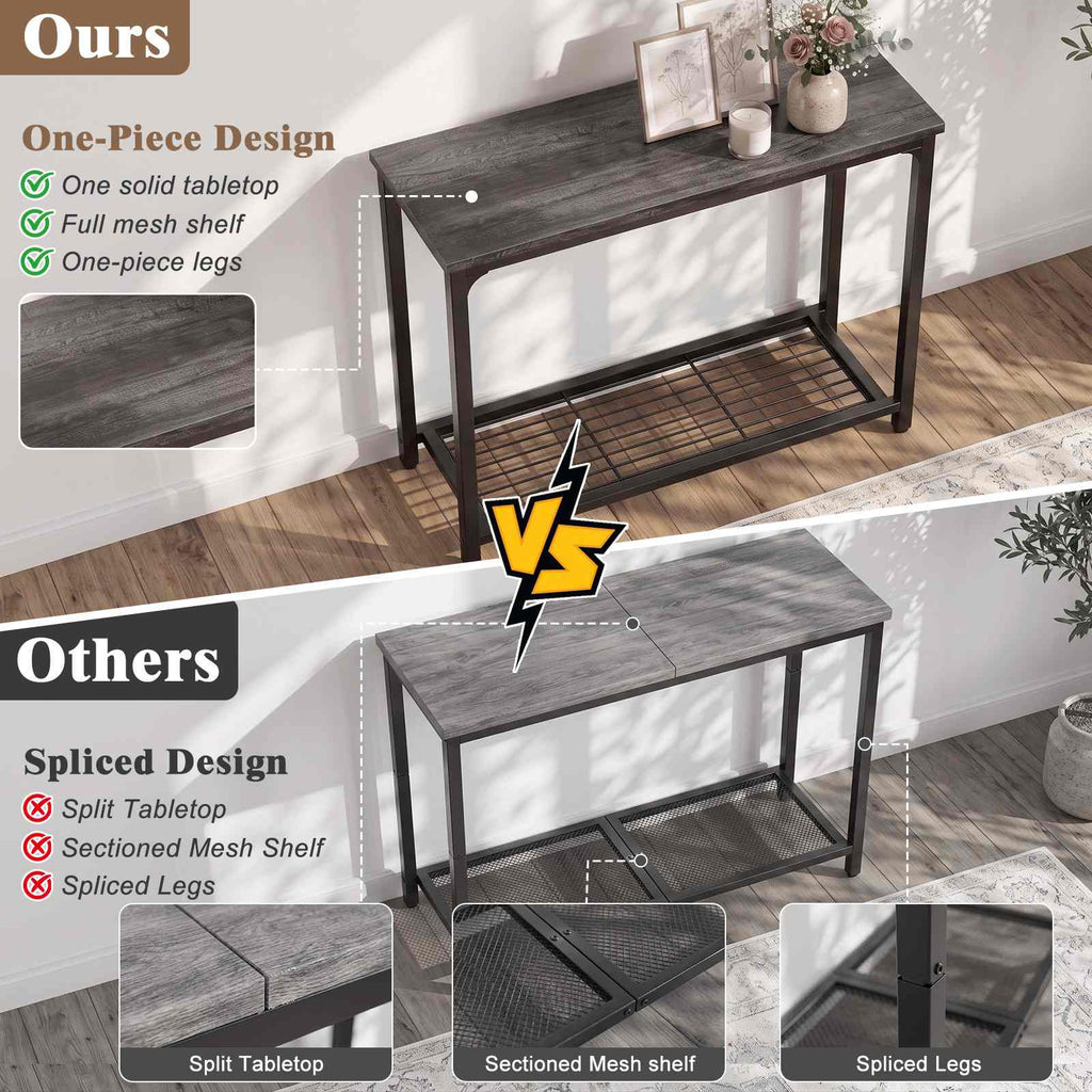 32" 2-Tier Small Entryway Table with Mesh Shelf