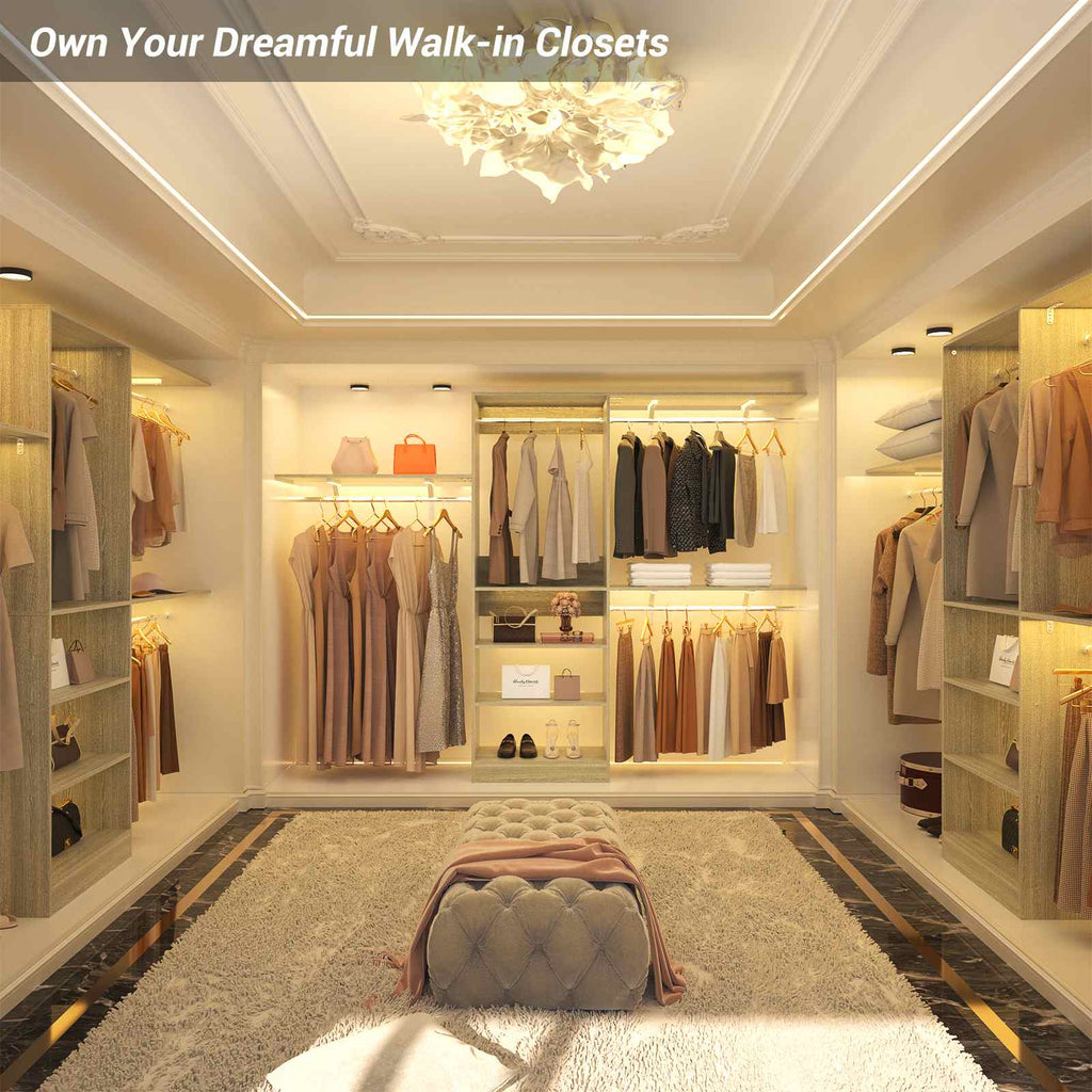 96'' Closet System with 3 Hanging Rods, Adjustable Cloth Garment Rack from 5 to 8FT