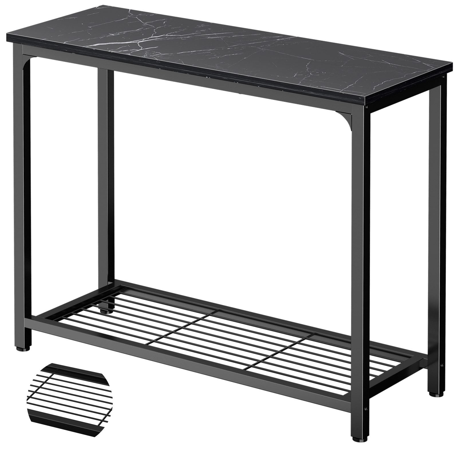 32" 2-Tier Small Entryway Table with Mesh Shelf