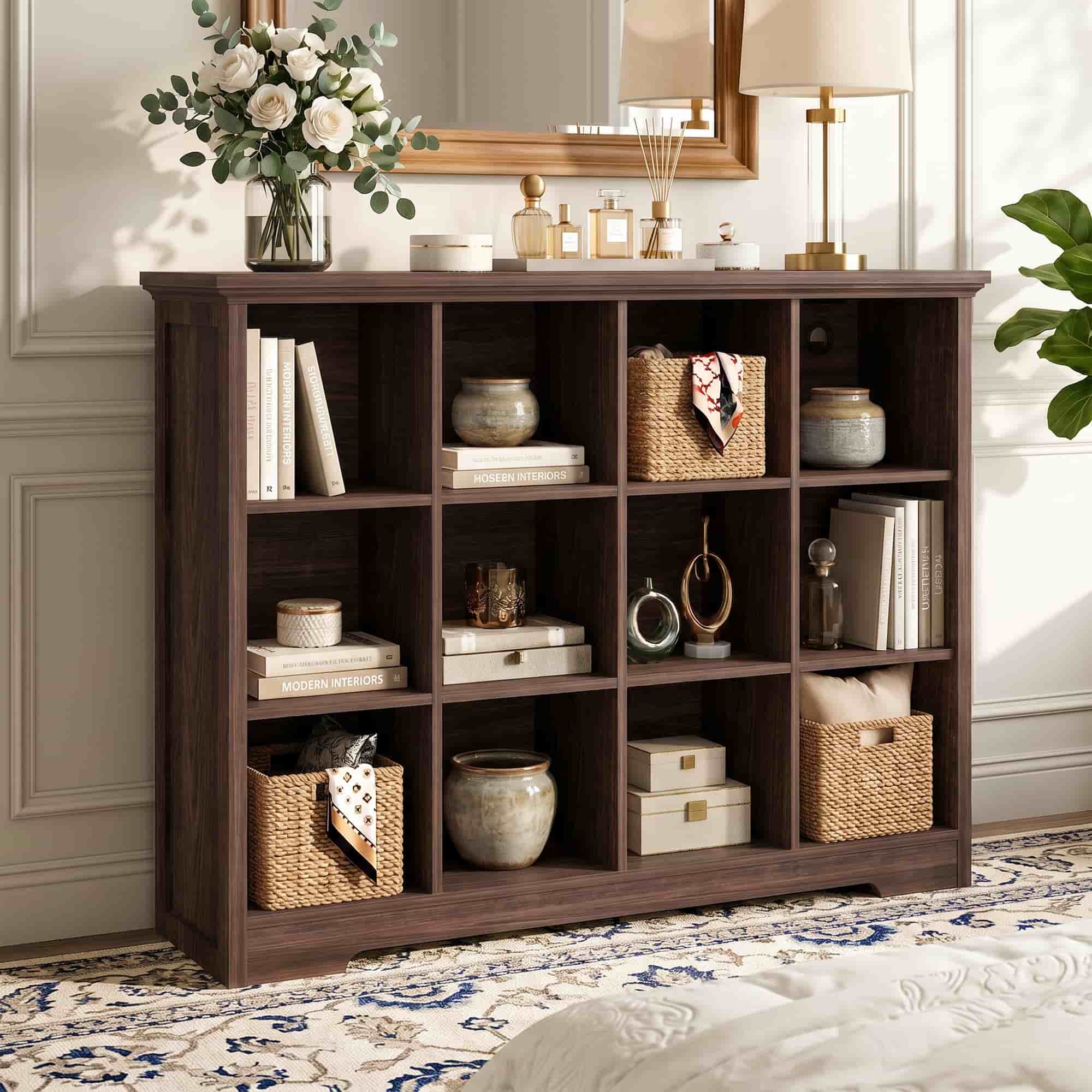 4-Tier 12 Cube Storage Organizer with Charging Station