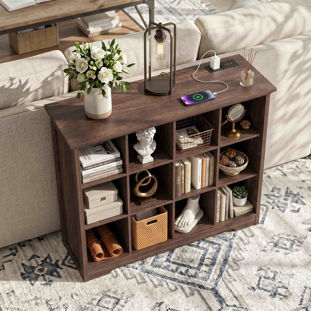4-Tier 12 Cube Storage Organizer with Charging Station