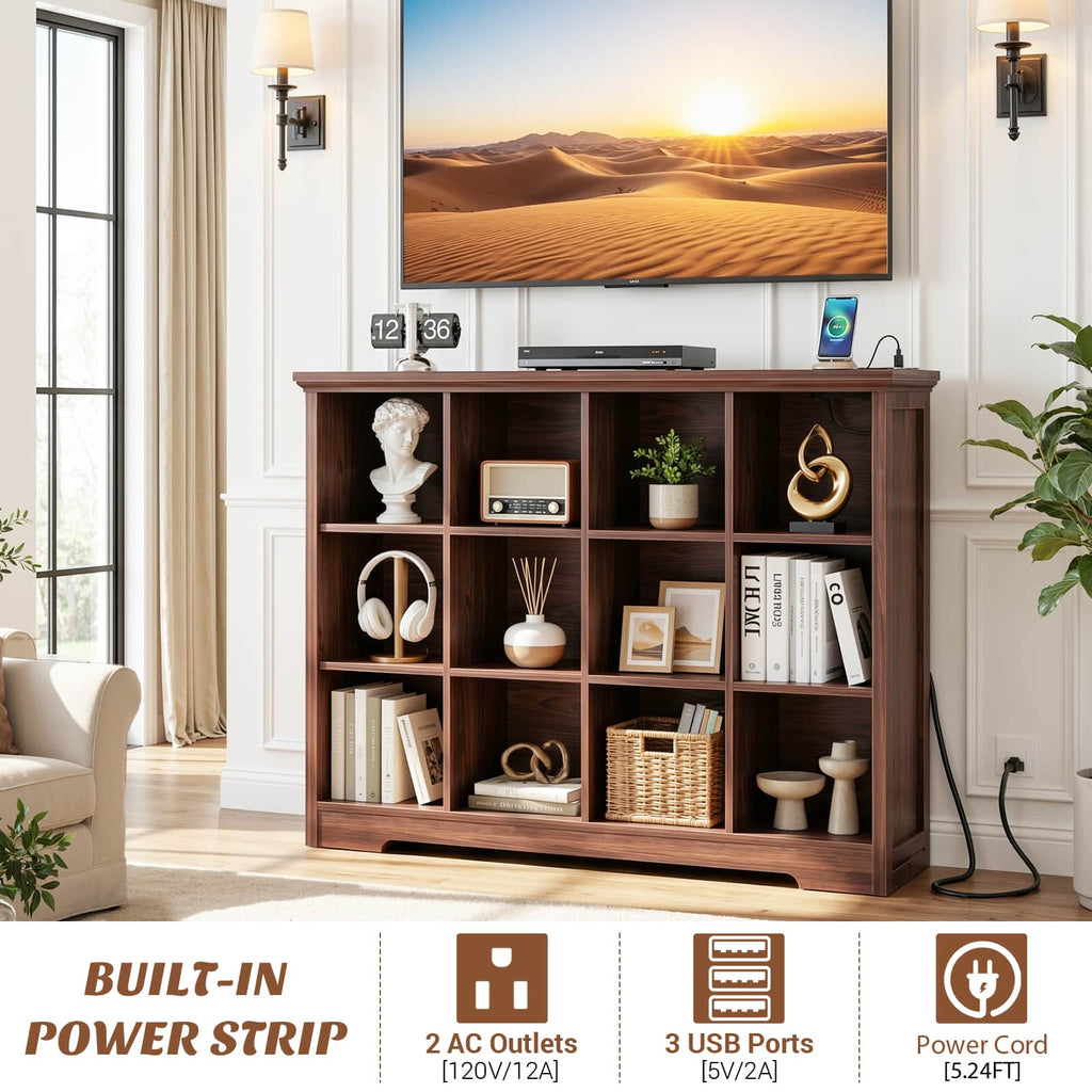 4-Tier 12 Cube Storage Organizer with Charging Station