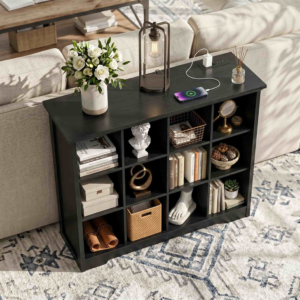 4-Tier 12 Cube Storage Organizer with Charging Station