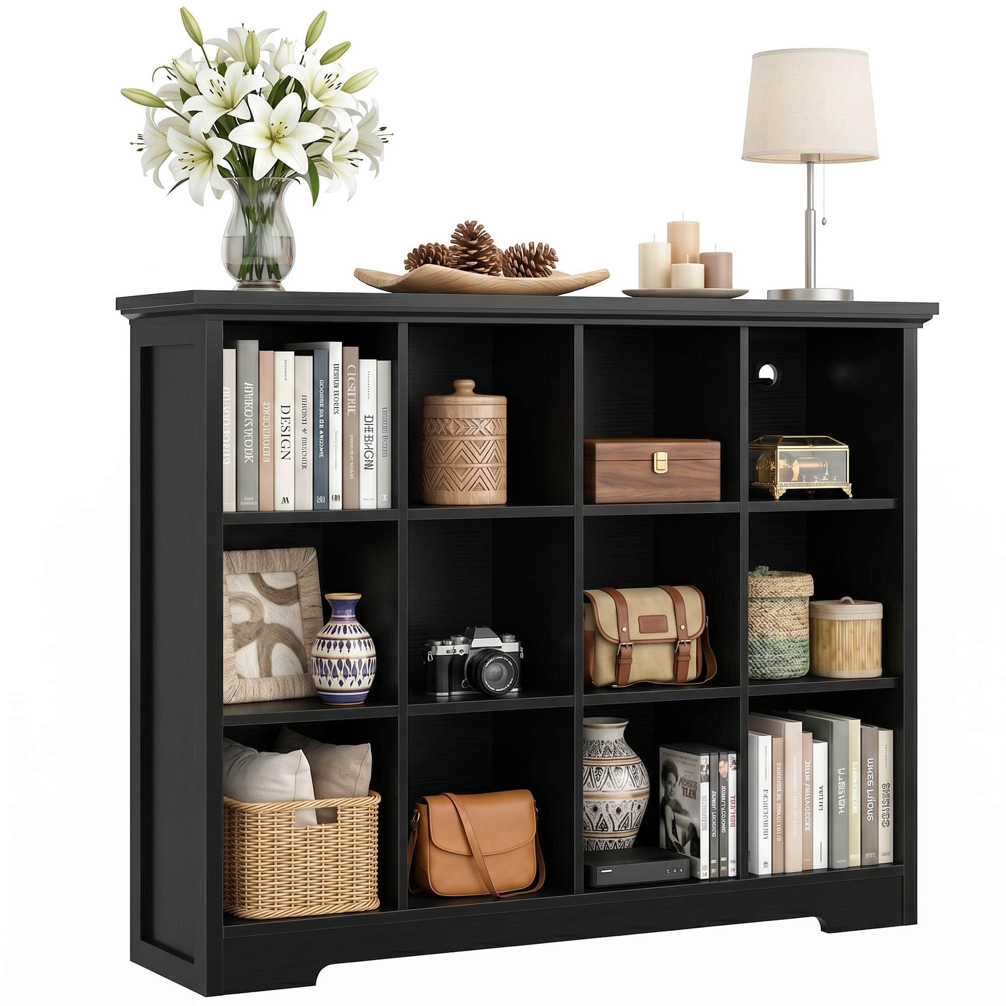 4-Tier 12 Cube Storage Organizer with Charging Station