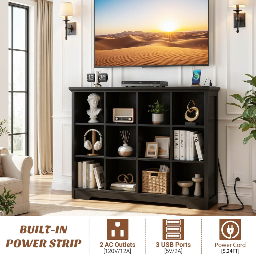 4-Tier 12 Cube Storage Organizer with Charging Station