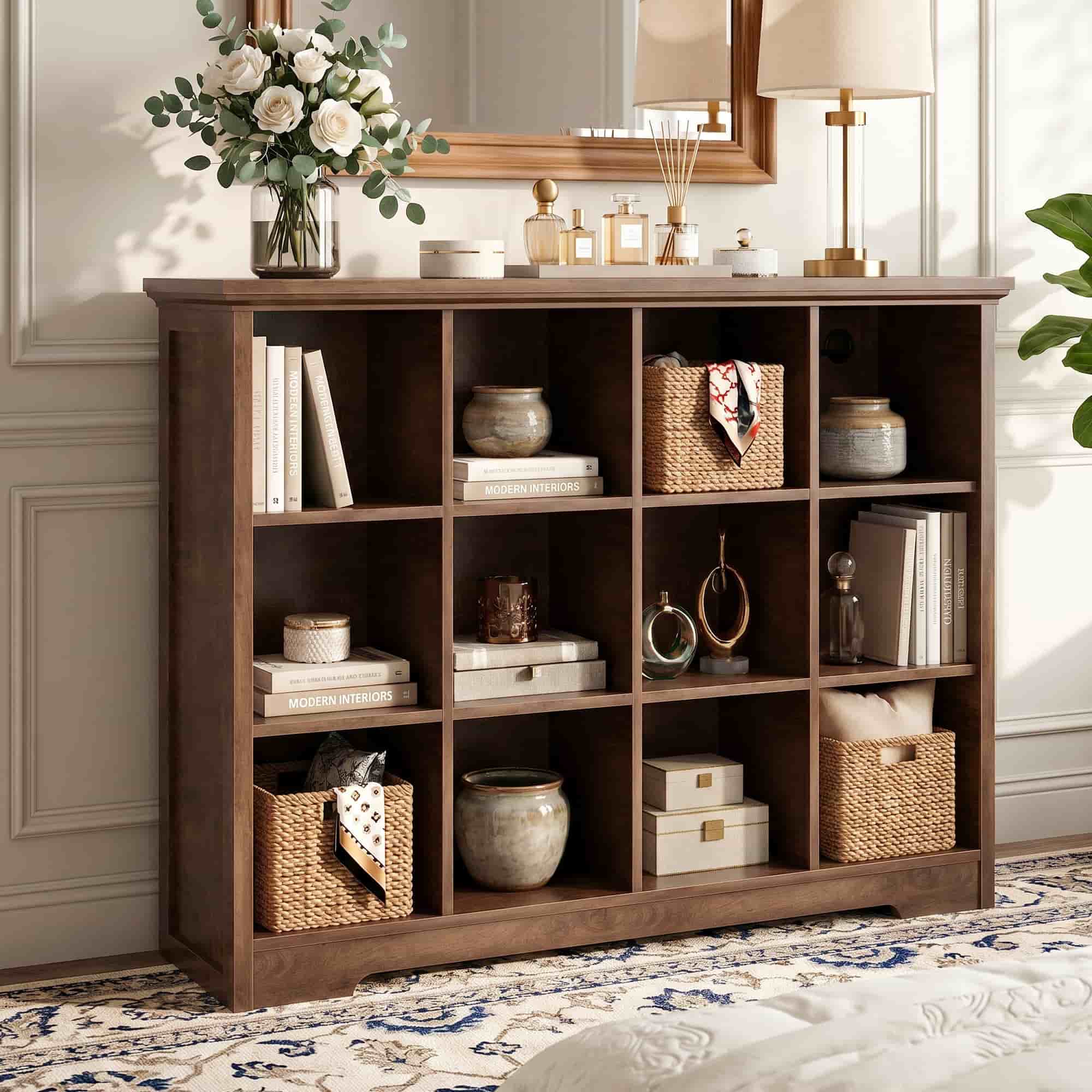 4-Tier 12 Cube Storage Organizer with Charging Station