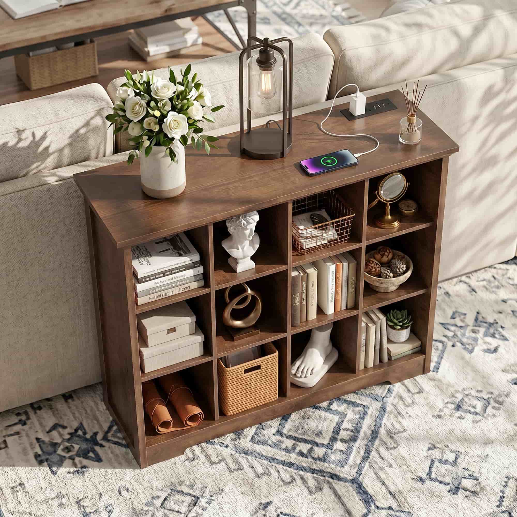 4-Tier 12 Cube Storage Organizer with Charging Station