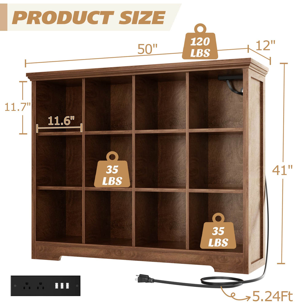 4-Tier 12 Cube Storage Organizer with Charging Station