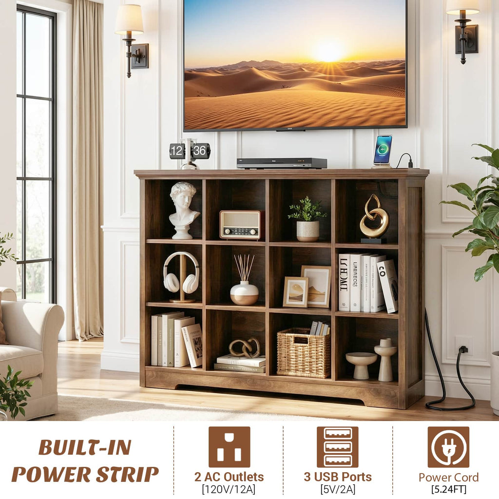 4-Tier 12 Cube Storage Organizer with Charging Station