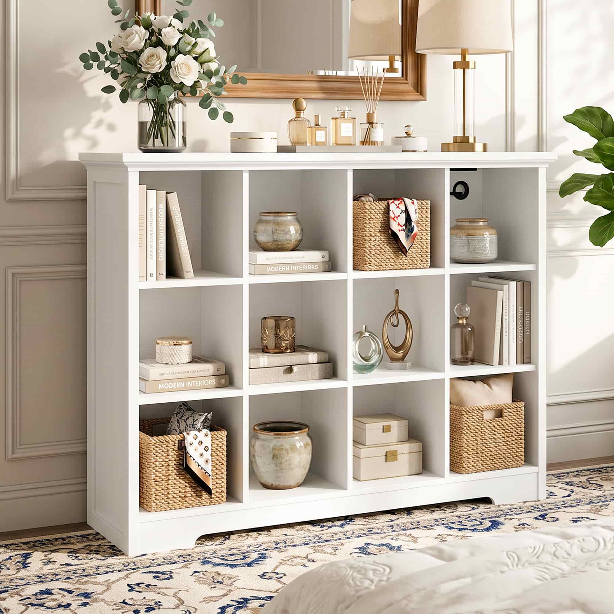 4-Tier 12 Cube Storage Organizer with Charging Station