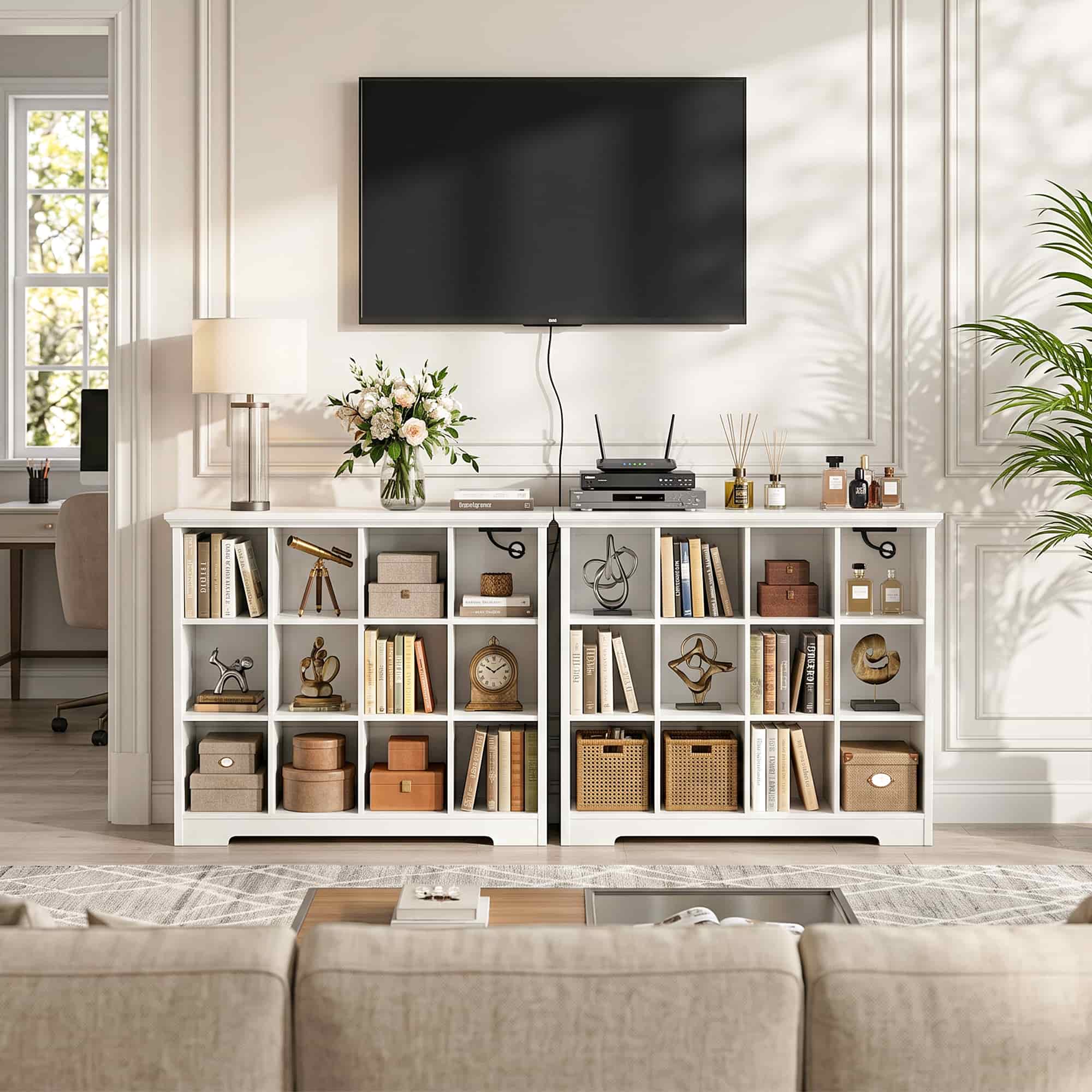 4-Tier 12 Cube Storage Organizer with Charging Station