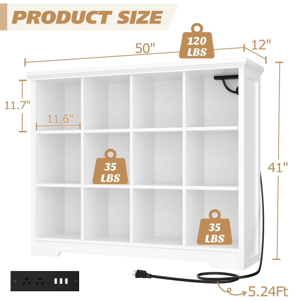 4-Tier 12 Cube Storage Organizer with Charging Station