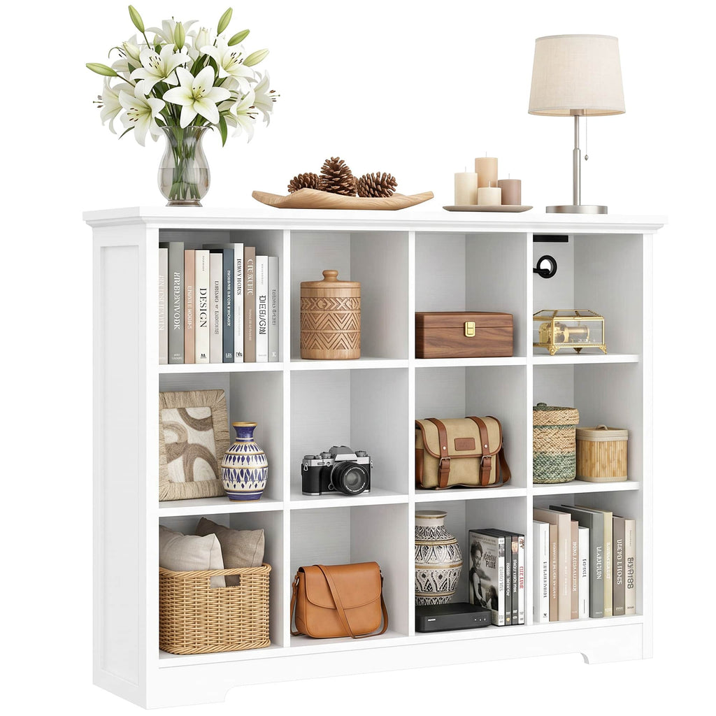 4-Tier 12 Cube Storage Organizer with Charging Station