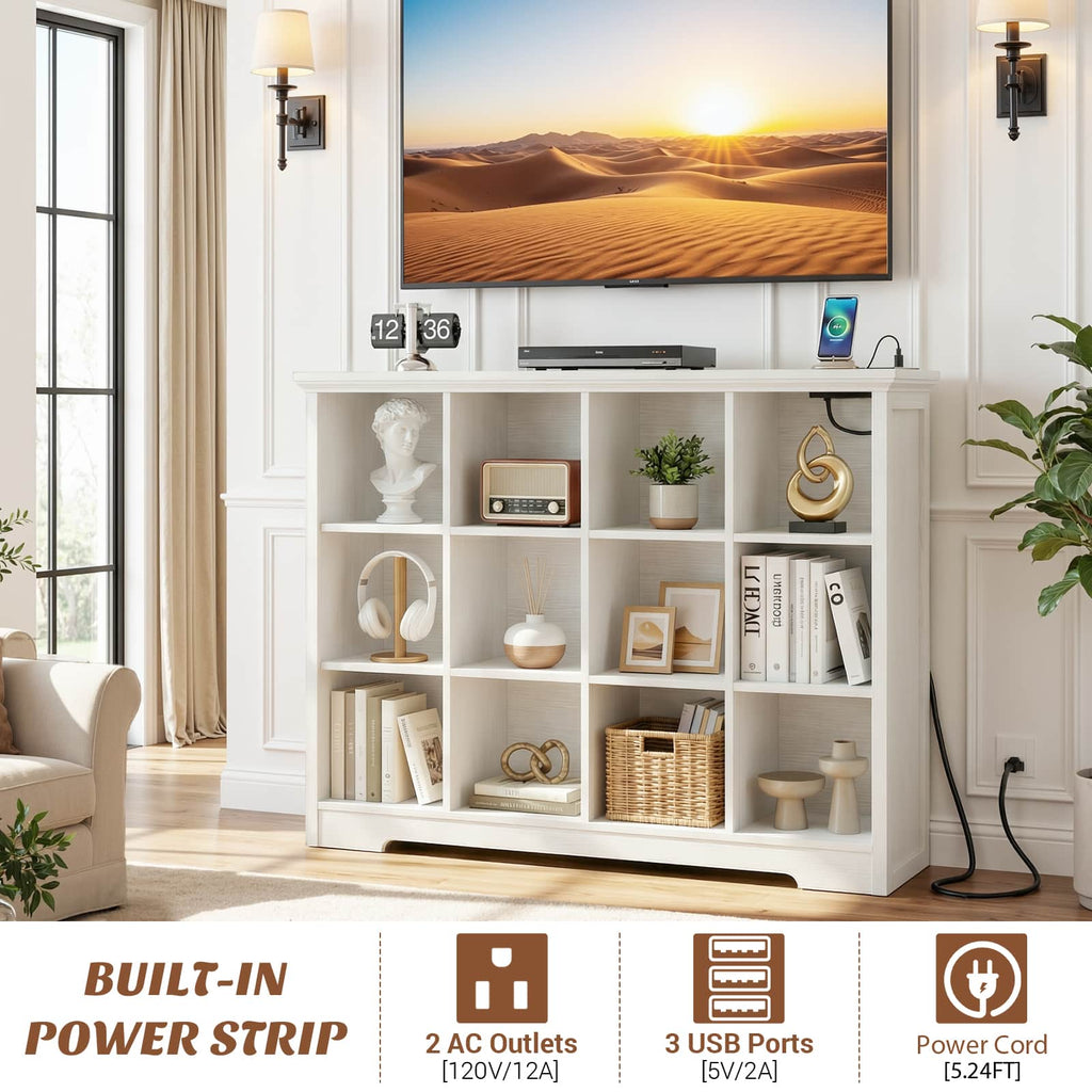 4-Tier 12 Cube Storage Organizer with Charging Station