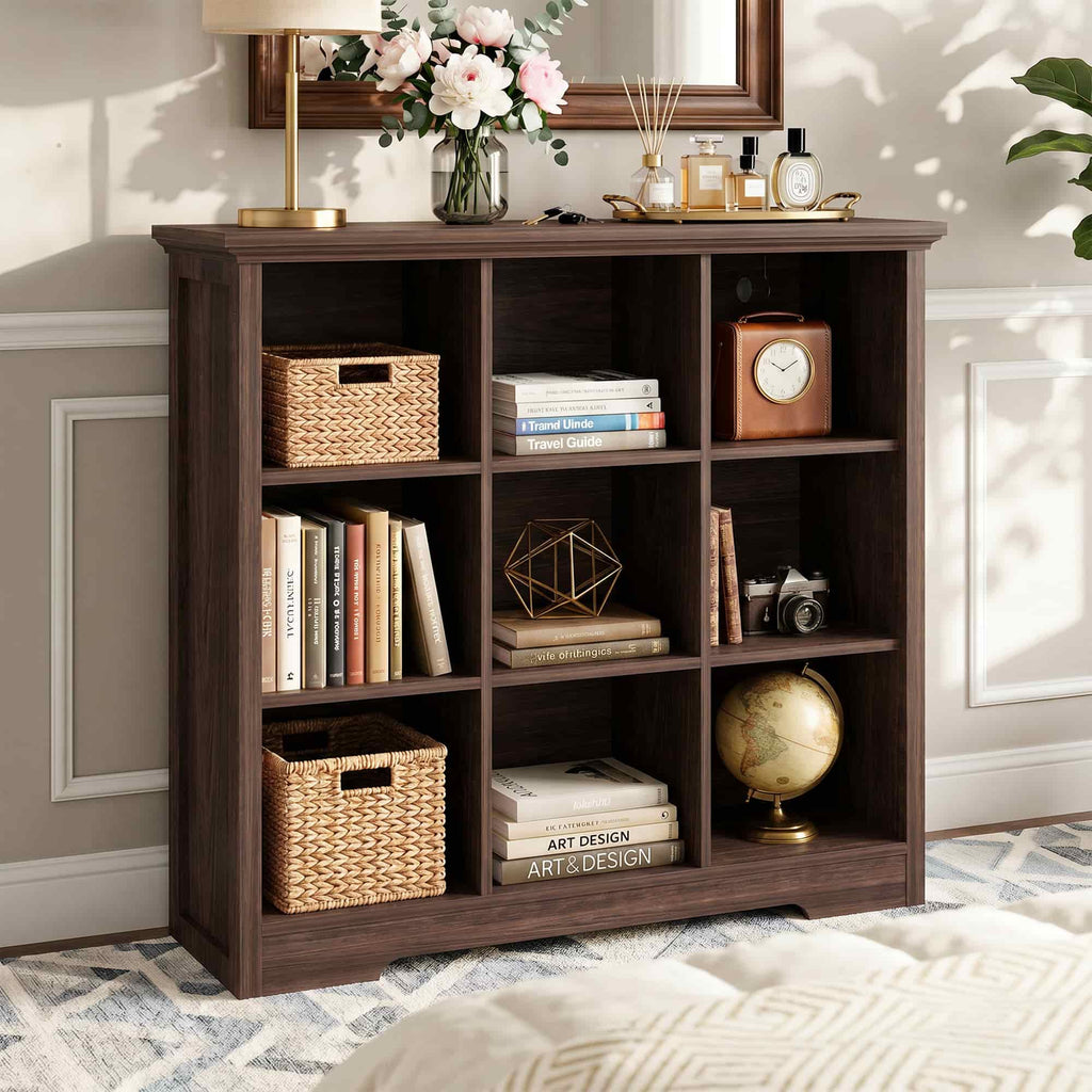 38.6'' Wide 9 Cube Storage Organizer with Charging Station