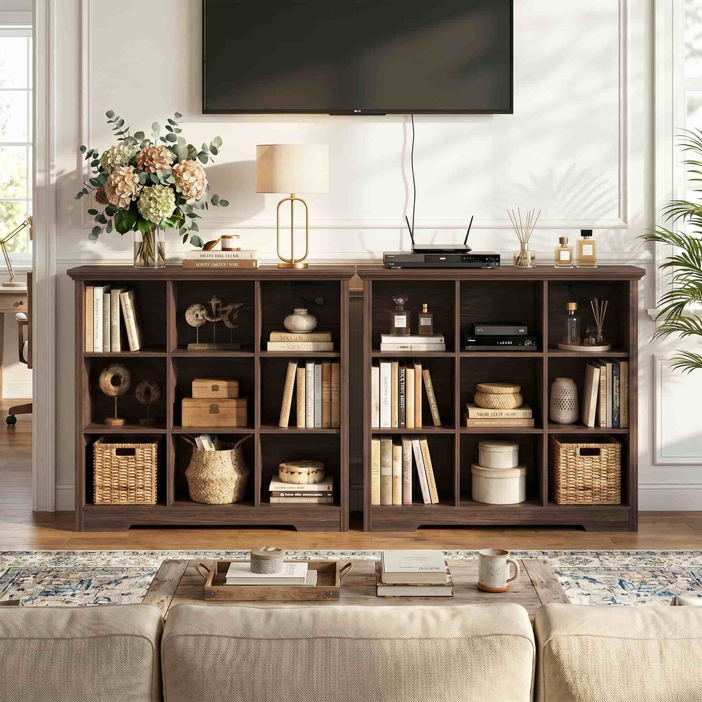 38.6'' Wide 9 Cube Storage Organizer with Charging Station
