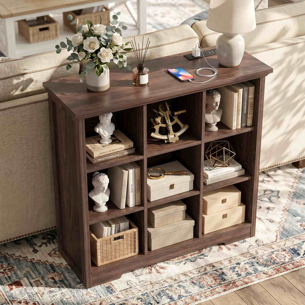 38.6'' Wide 9 Cube Storage Organizer with Charging Station
