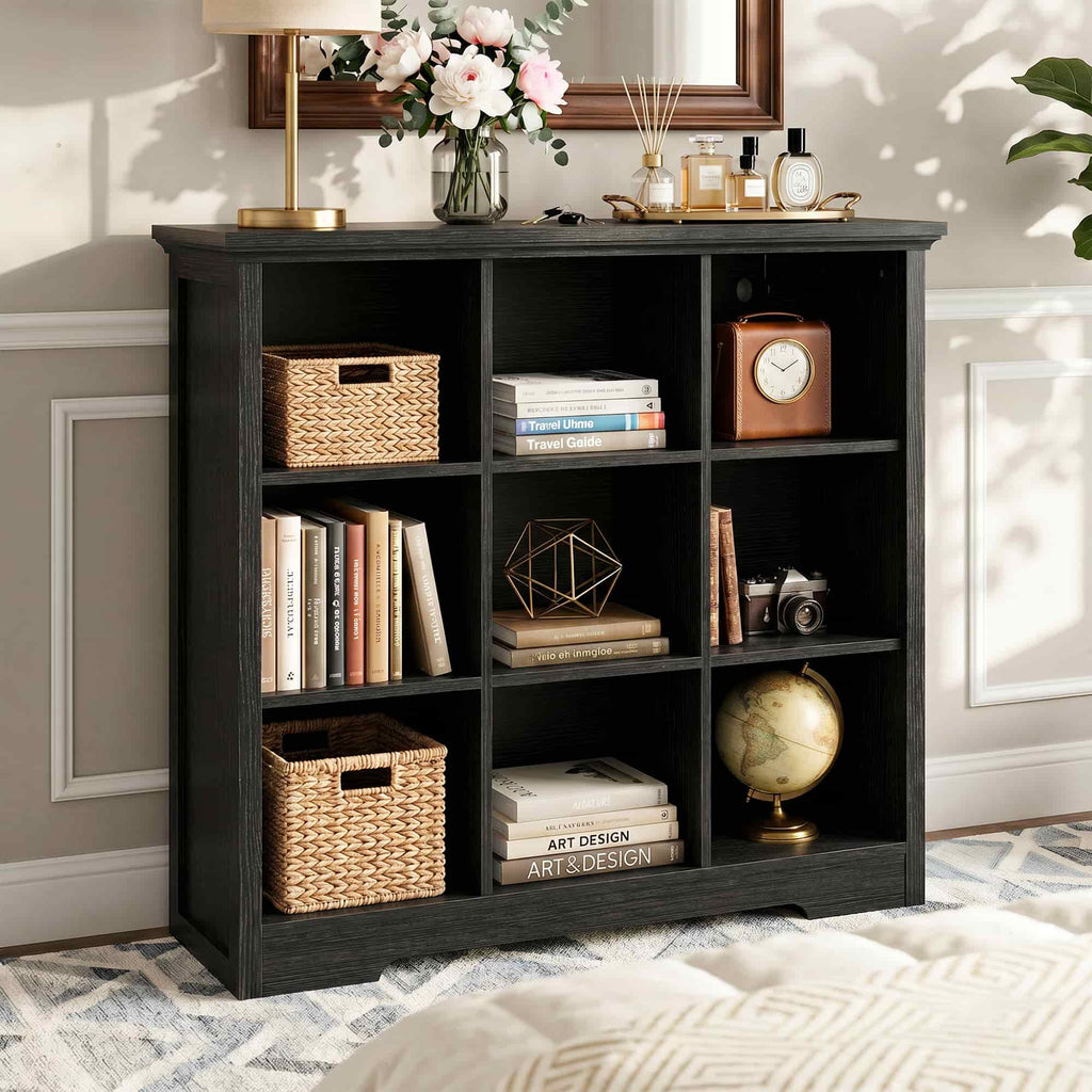 38.6'' Wide 9 Cube Storage Organizer with Charging Station