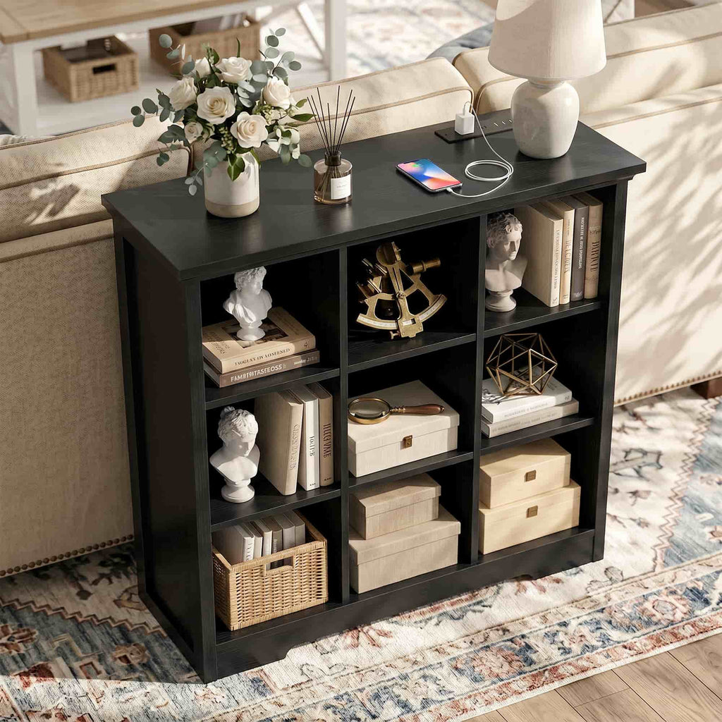 38.6'' Wide 9 Cube Storage Organizer with Charging Station
