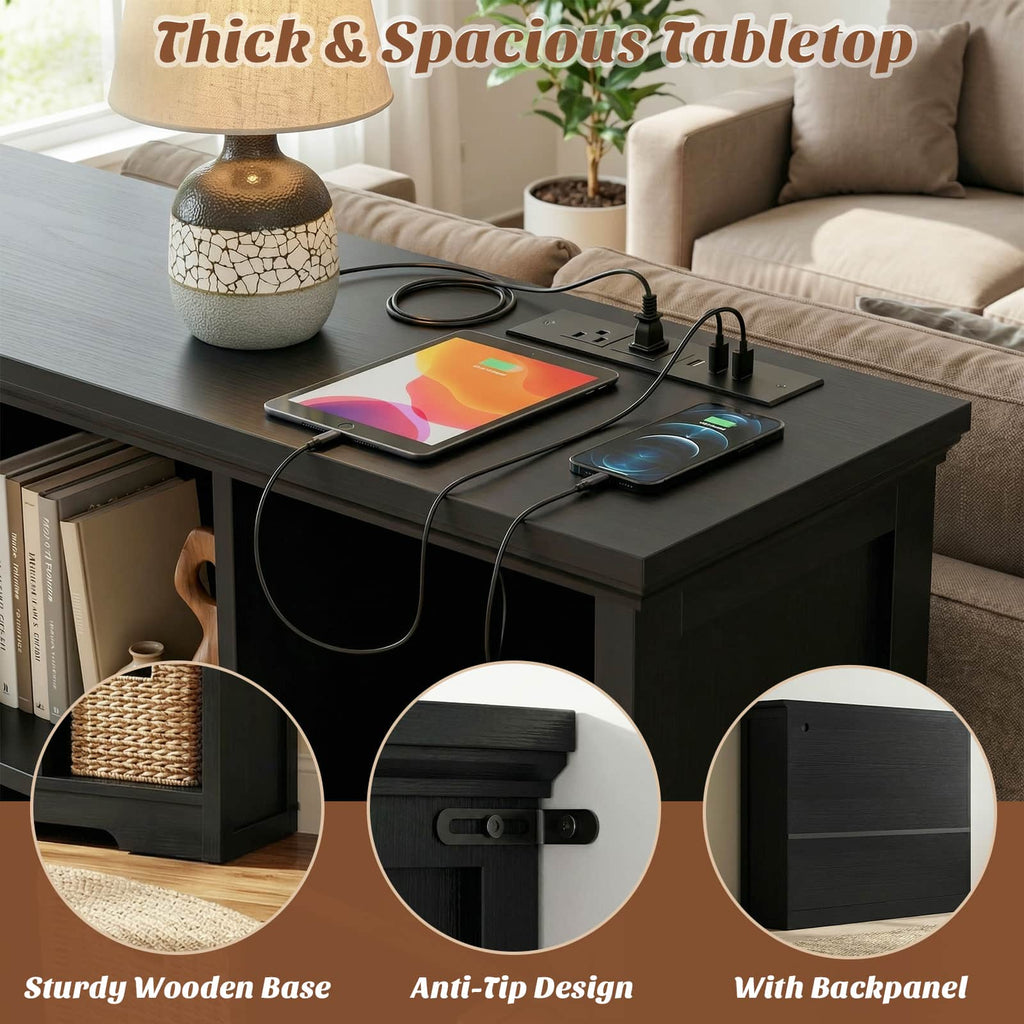38.6'' Wide 9 Cube Storage Organizer with Charging Station