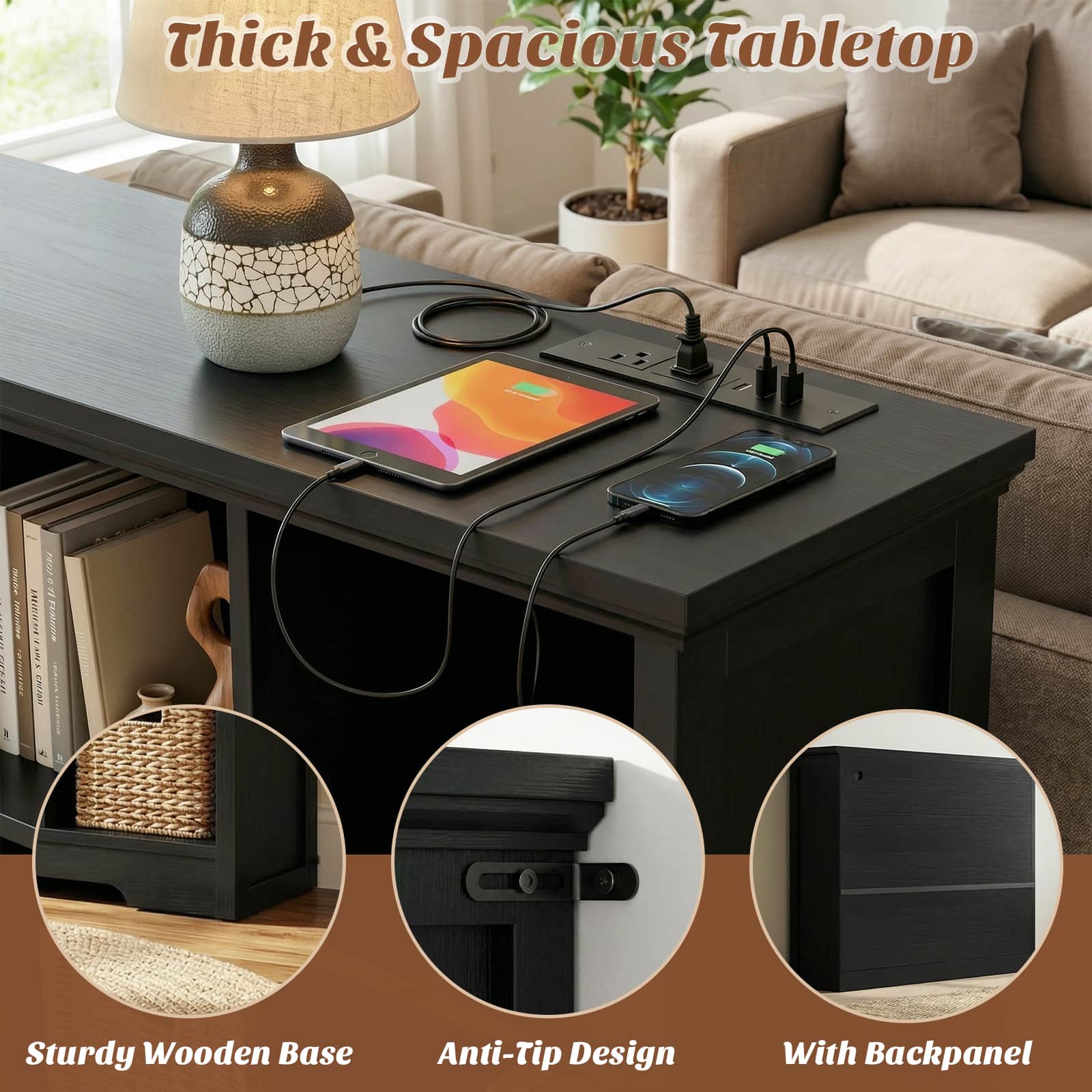 38.6'' Wide 9 Cube Storage Organizer with Charging Station