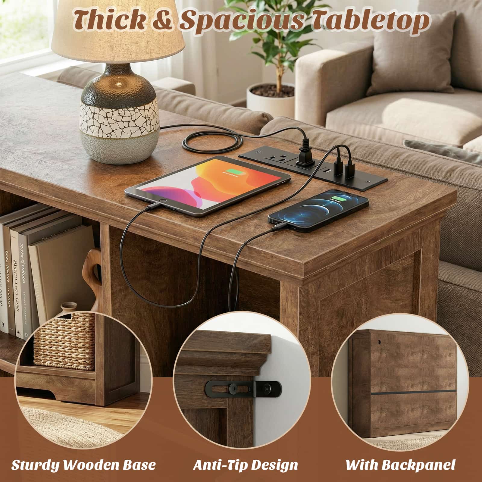 38.6'' Wide 9 Cube Storage Organizer with Charging Station
