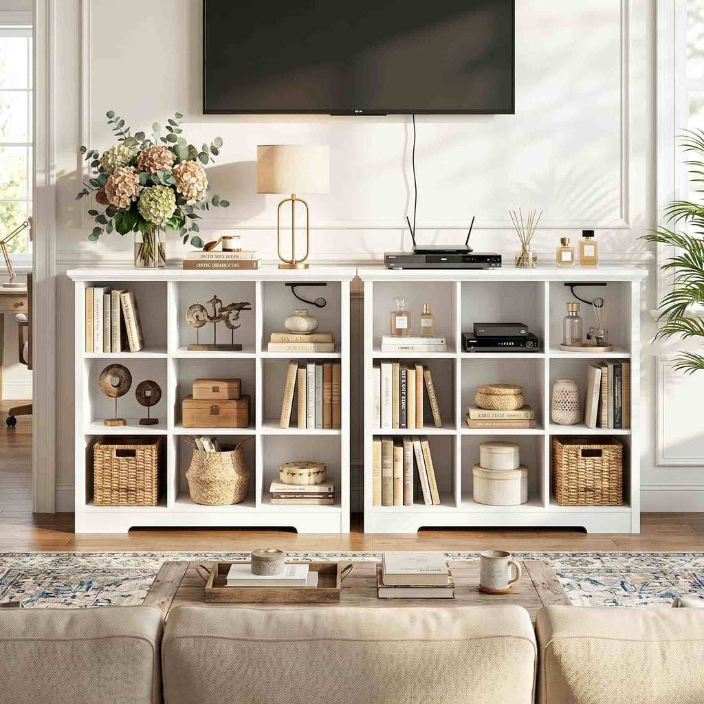 38.6'' Wide 9 Cube Storage Organizer with Charging Station