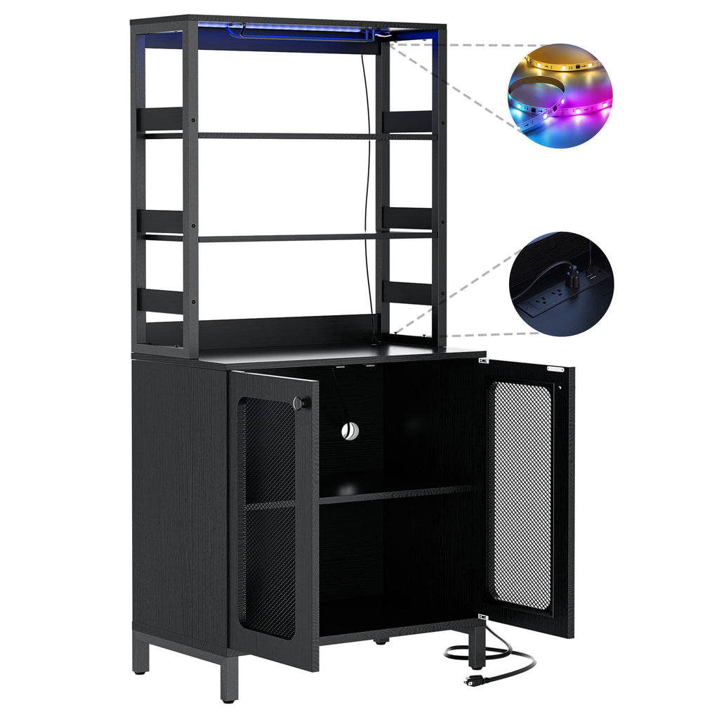 67'' Tall Wine Cabient with Charging Station and LED Lights