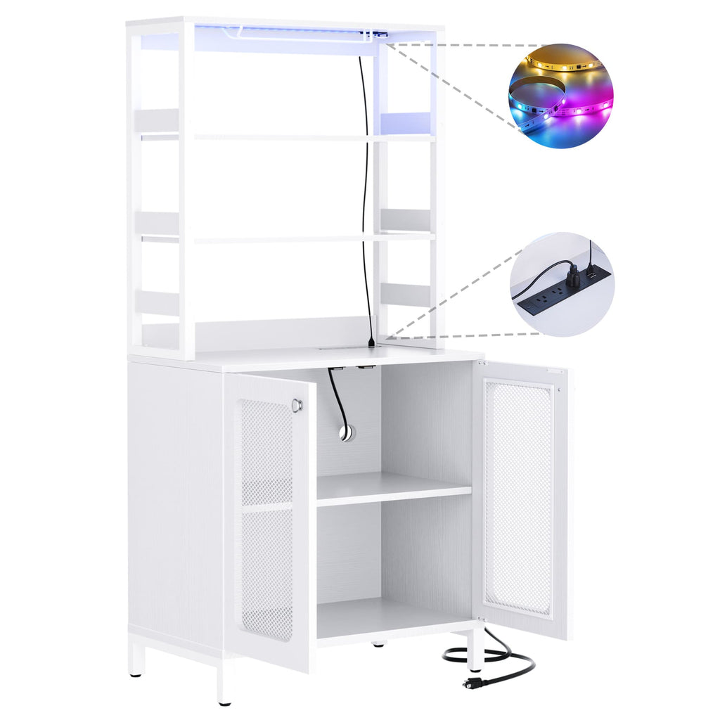 67'' Tall Wine Cabient with Charging Station and LED Lights