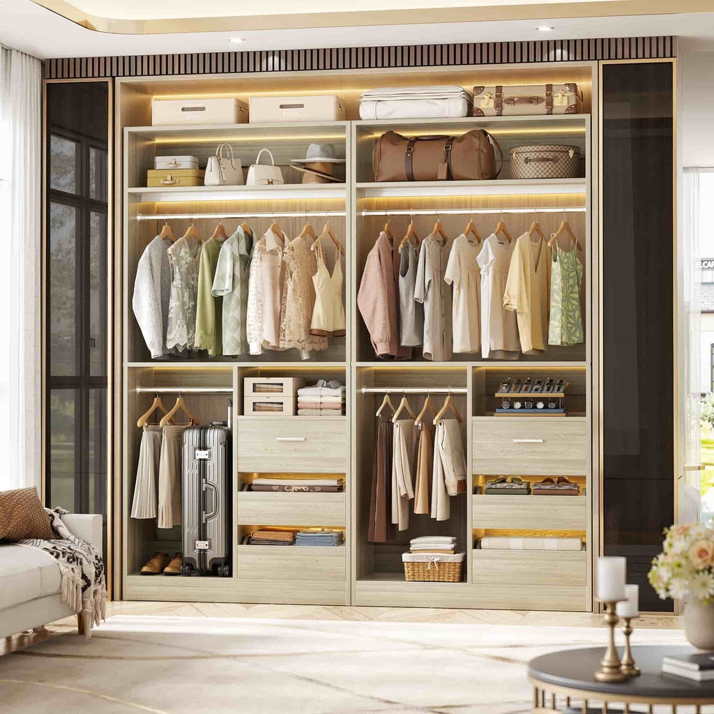 72'' Closet System with 6 Drawers and 4 Hanging Rods