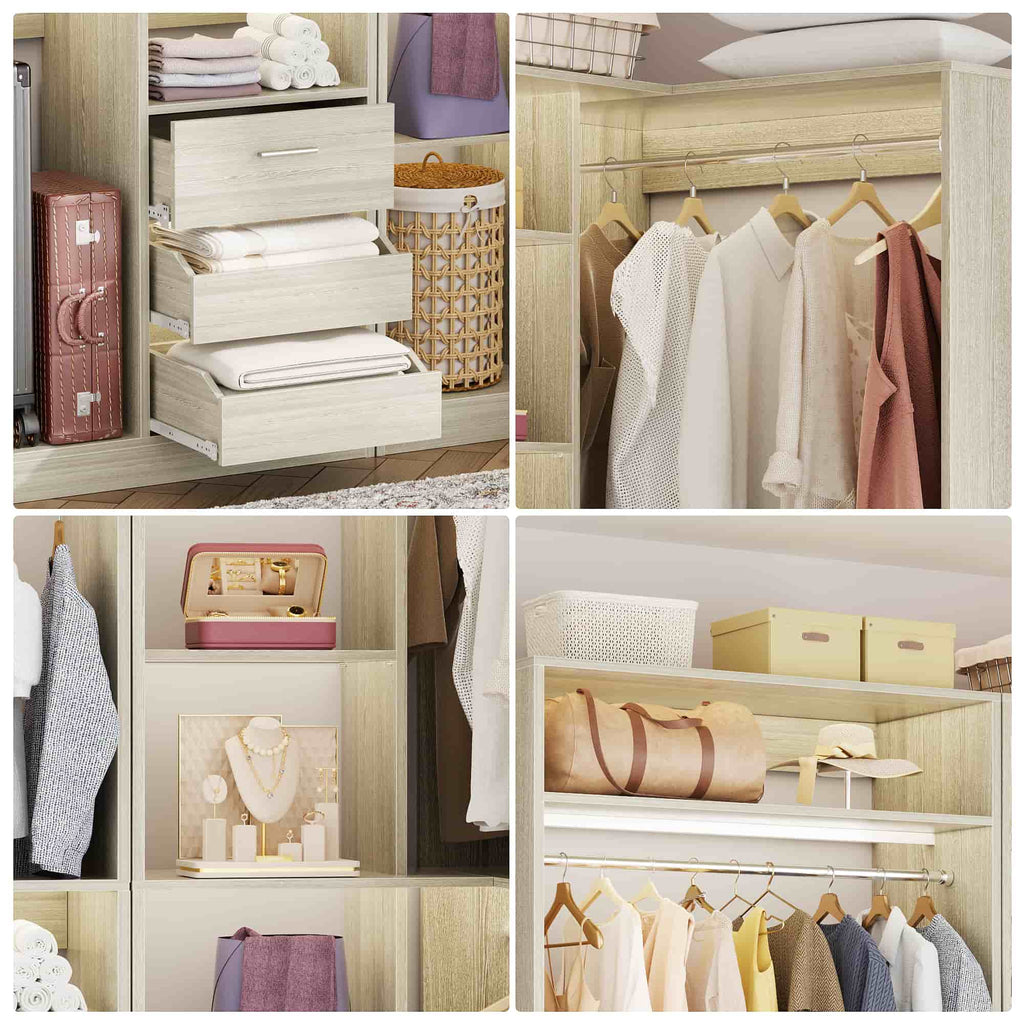 72'' Closet System with 6 Drawers and 4 Hanging Rods